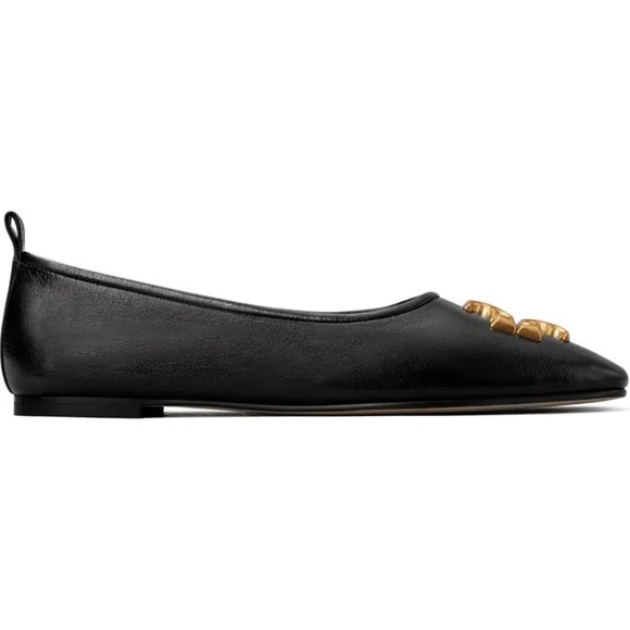 ❤️NIB Tory Burch Eleanor Ballet Flat BLACK Gold US 8 8.5 9 AUTHENTIC - Picture 3 of 16